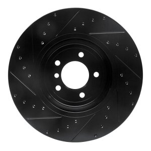 BMW 650I Convertible Brake Rotor (1) - Front Right - R1 Concepts - Drilled & Slotted - Black - `04-`10